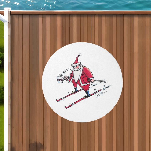Santa Skiing outdoor round rug (Insitu (Outdoor 1))