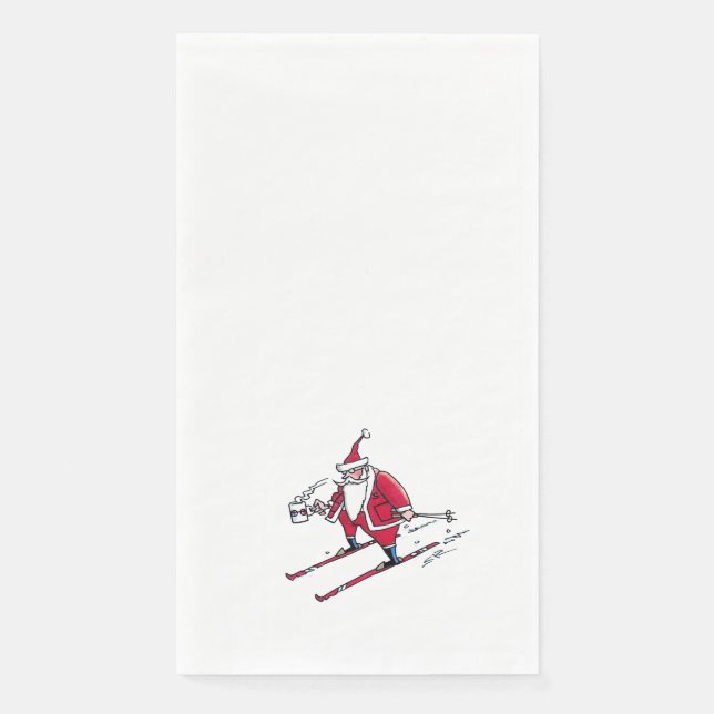 Santa Skiing paper guest towels (Front)