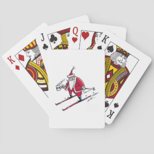 Santa Skiing Poker playing cards