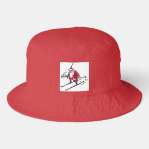 Santa Skiing red bucket hat