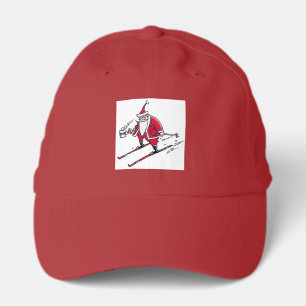 Santa Skiing red performance cap