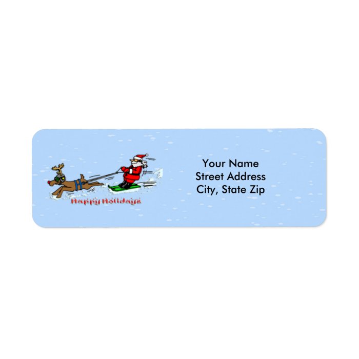 Santa Skiing Return Address Label