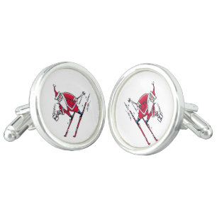 Santa Skiing silver plated cufflinks