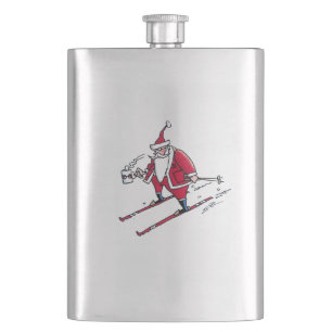 Santa Skiing stainless steel flask