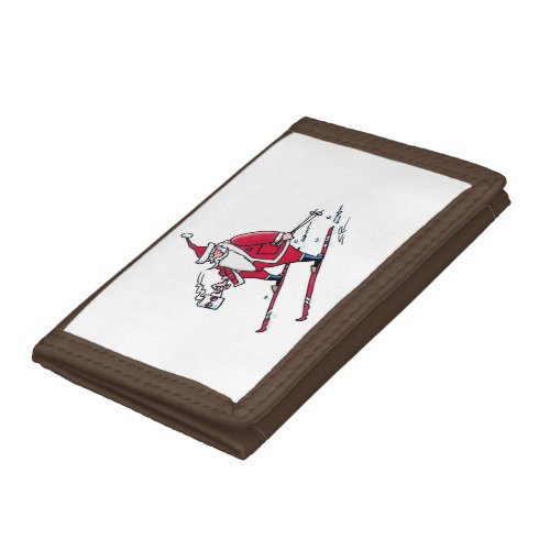 Santa Skiing wallet brown trim