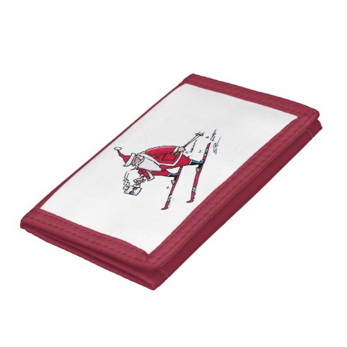 Santa Skiing wallet red trim