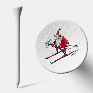 Santa Skiing white golf tee top