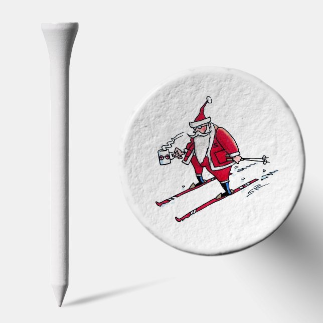 Santa Skiing white golf tee top (Combo)