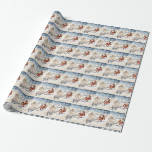 Santa Skiing Wrapping Paper