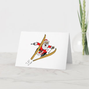 Santa sking holiday card