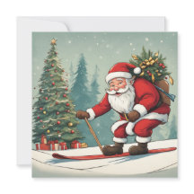 Santa skis A flat card