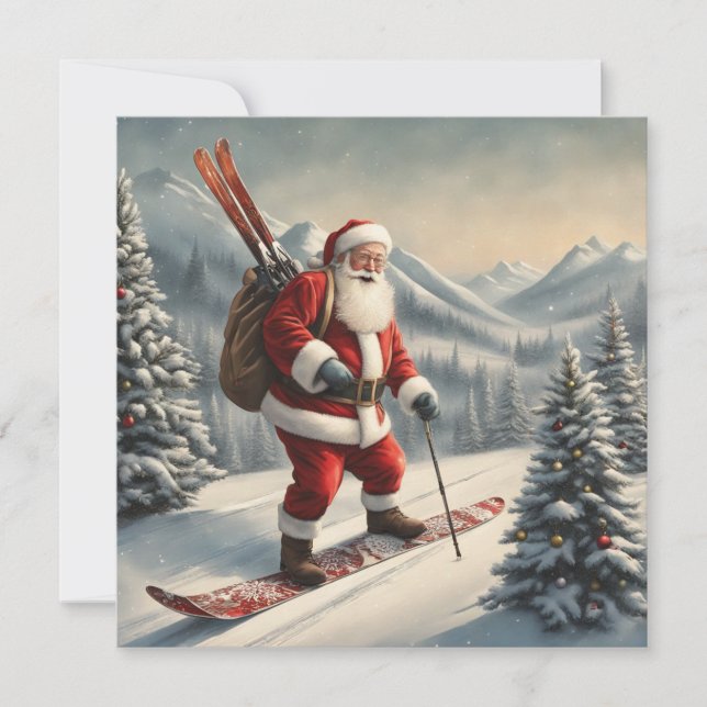 Santa skis flat card (Front)