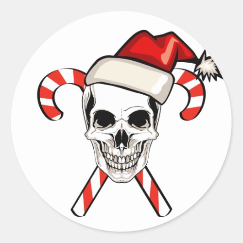 Santa Skull Classic Round Sticker