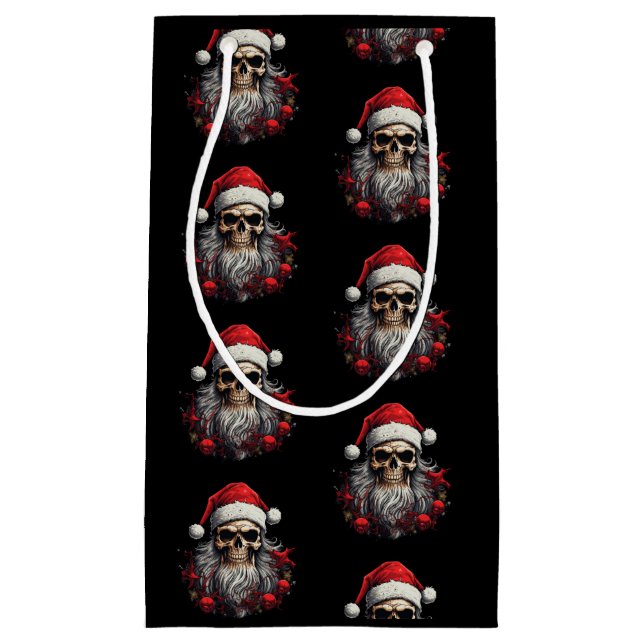 Santa Skull Gift Bag (Black) (Front)
