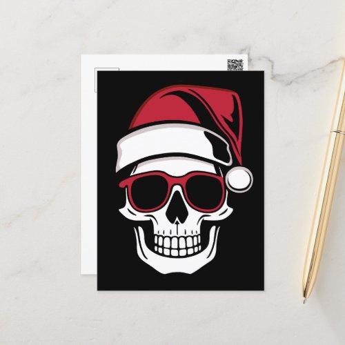 Santa skull Goth Christmas Postcard