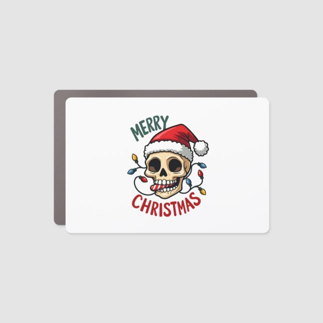 Santa Skull Hat Merry Christmas Family Matching Bo Car Magnet (Front)