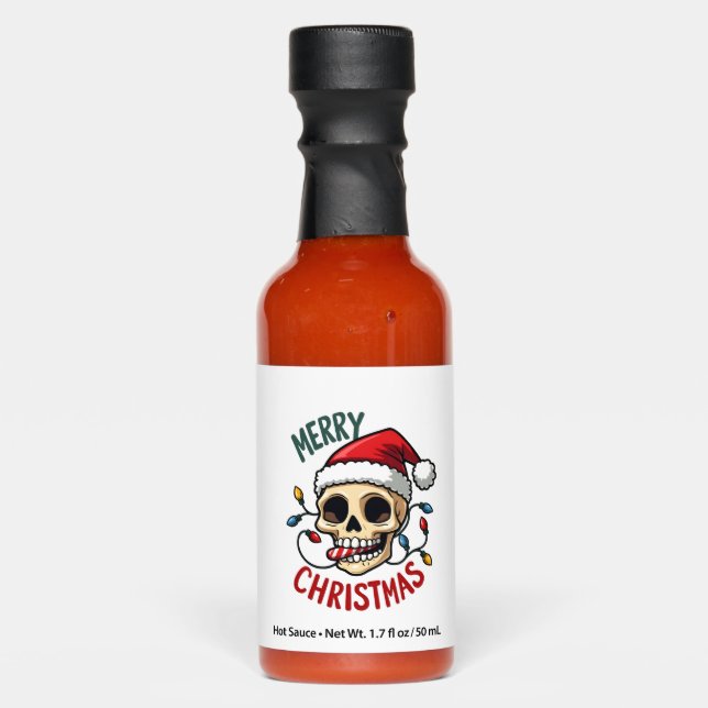 Santa Skull Hat Merry Christmas Family Matching Bo Hot Sauces (Front)