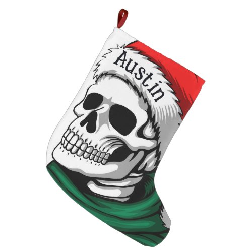 Santa Skull Large Christmas Stocking