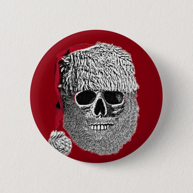 Santa skull pinback button (Front)