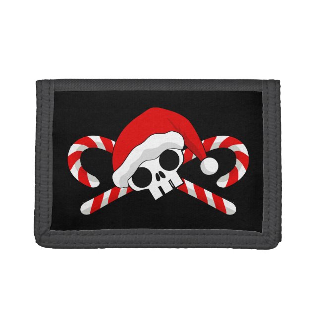 Santa Skull with Candy Canes Trifold Wallet (Front)