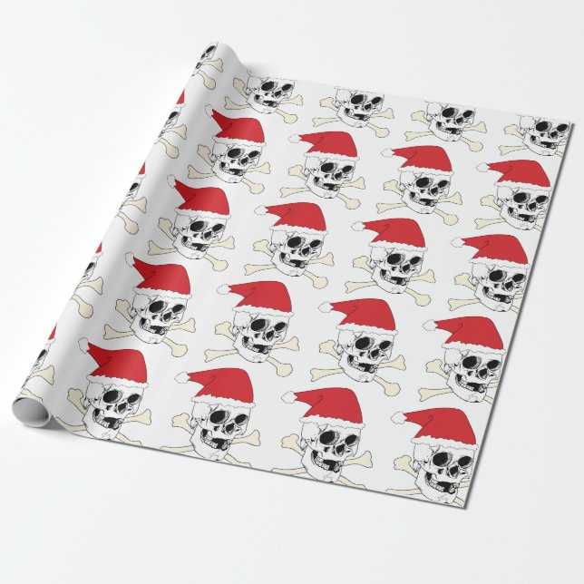 Santa Skull Wrapping Paper (Unrolled)