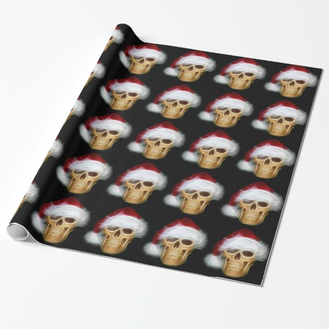 Santa Skull Wrapping Paper (Unrolled)