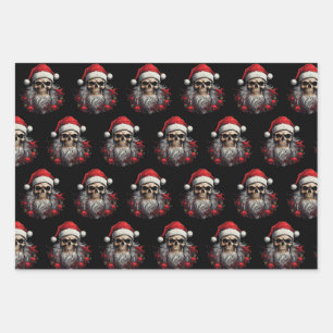 Santa Skull Wrapping Paper Sheets