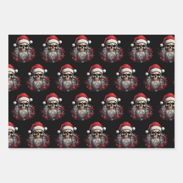 Santa Skull Wrapping Paper Sheets (Front)