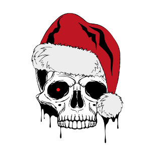 Santa Skulls and Stripes Wrapping Paper