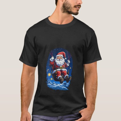 Santa Skydiving Parachute Paragliding Christmas Xm T_Shirt