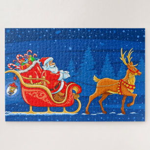 Santa, Sled and Reindeer Jigsaw Puzzle