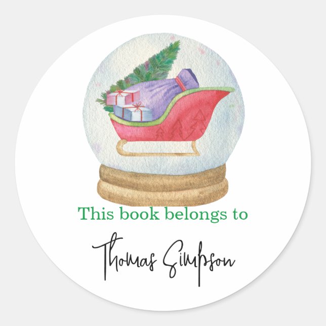 Santa sled - baby shower bookplate (Front)