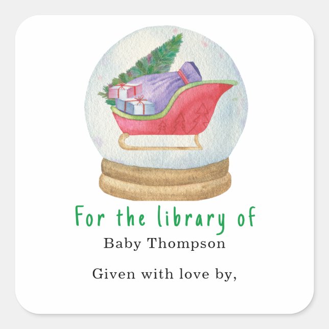 Santa sled - baby shower bookplate (Front)