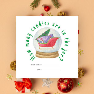 Santa sled - How many candies baby shower game Enclosure Card