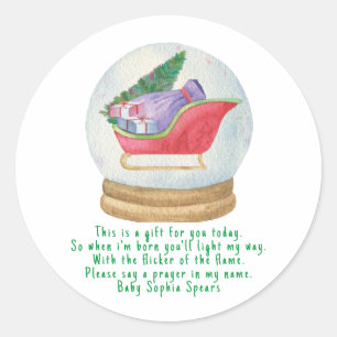 Santa sled. Prayer candle label