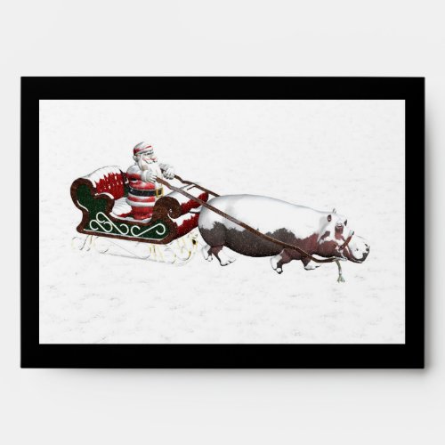 Santa Sled Pulled By Hippopotamus Envelope