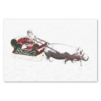 Santa Sled Pulled By Hippopotamus Tissue Paper