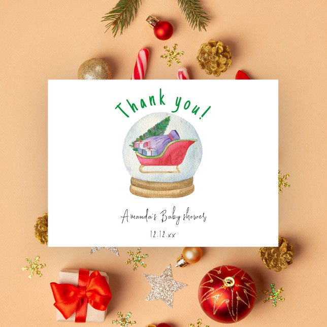 Santa sled - thank you baby shower  card (Creator Uploaded)