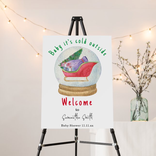 Santa sled Welcome baby shower Foam Board (In Situ (Stand))