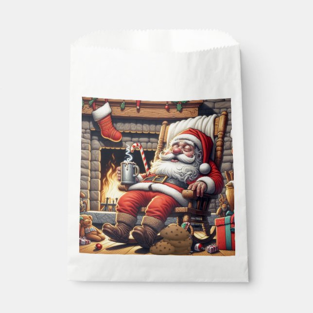 Santa sleeping Christmas Favor Bag (Front)