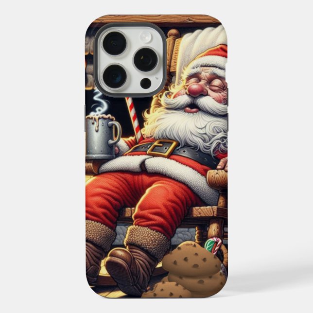 Santa sleeping Christmas Iphone Case (Back)