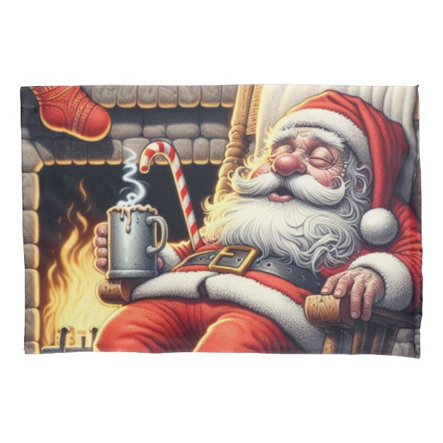 Santa sleeping Christmas Pillow Case (Front)