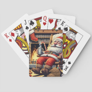 Santa sleeping Christmas Poker Cards