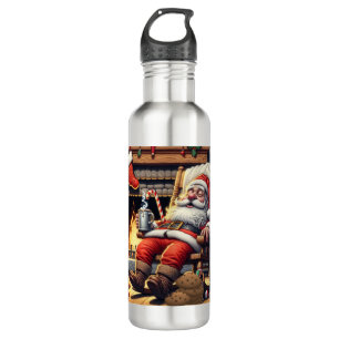 Santa sleeping Christmas Stainless Steel Water Bottle