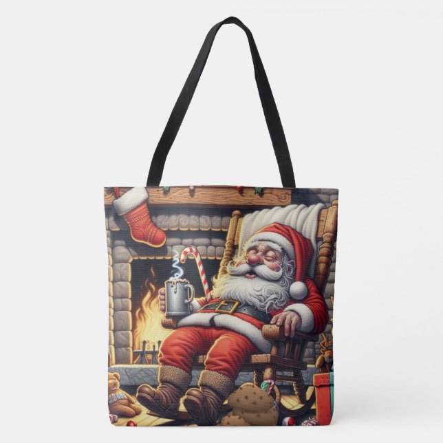 Santa sleeping Christmas Tote Bag (Front)