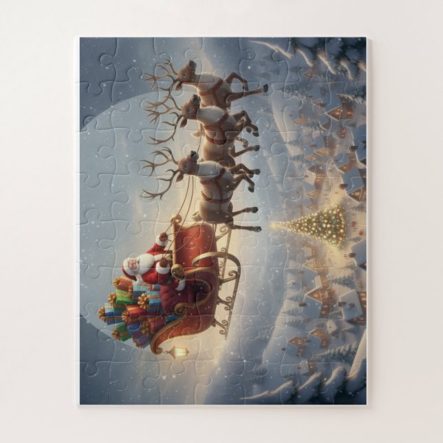 Santa Sleigh, 3D Christmas, Winter Village, Kids Jigsaw Puzzle (Vertical)