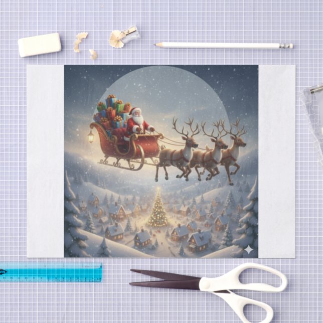 Santa Sleigh, 3D Christmas, Winter Village, Kids Tissue Paper (Craft)