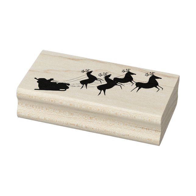 santa sleigh and deer art stamp (Stamp)