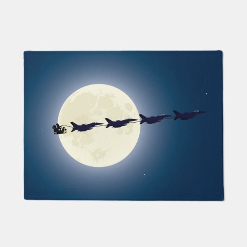 Santa Sleigh and F_16 Jets Military Christmas Doormat