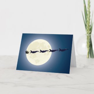 Santa, Sleigh and F-16 Jets Military Christmas Holiday Card